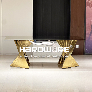 Superventas nuevo estilo creativo Rectangular oro Acero inoxidable comedor recepción boda Hotel mesa para salón de banquetes - Product Image 2