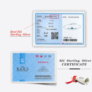 RINNTIN-<span class=keywords><strong>pulsera</strong></span> de eslabones ajustable para mujer, joyería de cristal con corazón azul, Plata de Ley 925 - Product Image 6