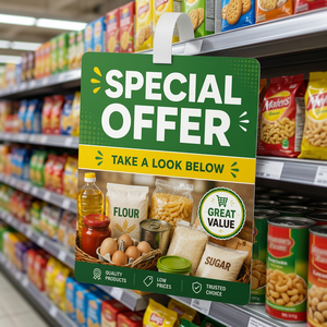Green <b>PVC</b> Hanging Sign Display Board for Supermarket Shelf Wobbler-Durable Promotional Use - Product Image 3