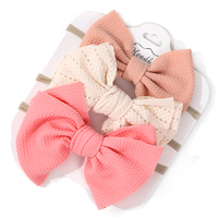 Lot de 3 Bandeaux Élastiques Mignons pour Bébé Fille, Nœuds pour Cheveux, Bandeaux en Nylon Doux pour Nouveau-né, Turbans Cadeaux