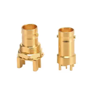 Conector mini bnc liso banhado a ouro, conector bnc rf, dourado, BNC-75KYHD8