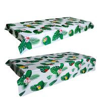 Nappes de table rectangulaires jetables en plastique à motifs de feuilles de palmier et de fleurs bon marché pour fête hawaïenne Luau