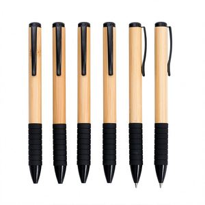 Creative ECO Bamboo <b>Ballpoint</b> <b>Pen</b> Wholesale Spin Soft Rubber Grip With Custom Logo Advertising Printed for Stationery - Product Image 2