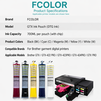 NOUVELLE Encre Pigmentaire Textile pour Vêtements 700ml Encre DTG avec Puce pour Imprimante Brother GTX GTX-422 PRO GTX-423 PRO GTX