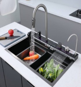 Évier de cuisine double à encastrer en acier inoxydable avec surface brossée, acier épaissi de calibre 16 - Product Image 1