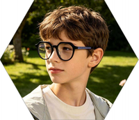 Monture de lunettes optiques en acétate polygonal mignonne pour enfants garçons filles, monture complète pour myopie, sur mesure, en stock