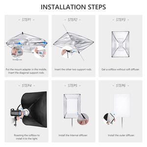 YEAH 24*35 pulgadas 60*90cm Photo Studio Soft Box Accesorios 300W Fotografía Sunlamp Rectangular Softbox con monturas, bolsa de transporte - Product Image 4