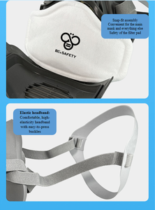 Masque demi-visage en silicone anti-poussière et anti-brume pour usine industrielle OEM & ODM, respirateur protecteur réutilisable 3200 avec filtre - Product Image 4