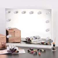 Coiffeuse de luxe en bois massif noir et MDF avec miroir de maquillage éclairé par LED, 13 tiroirs de rangement, écologique, moderne, pour chambre et salle de bain