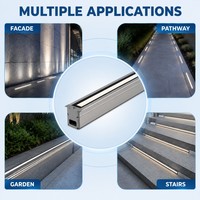 Luz lineal LED empotrada en el suelo, personalizada, de luz blanca cálida, impermeable, de tira estrecha, para pasillos de resort, muros de contención y plataformas peatonales.