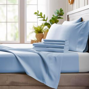 Eco Friendly 100% <strong>Bamboo</strong> Fiber 4-in-1 Bedding Set, Breathable Soft Fitted <strong>Sheet</strong> Flat <strong>Sheet</strong> Pillow Covers for <strong>UK</strong> Sizes - Product Image 6