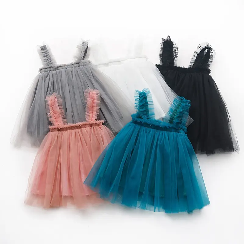 Vestiti per bambini giovani soffice gonna con bretelle senza maniche da principessa gilet in rete in Tulle Tutu gonna corta