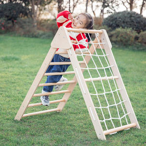 Marco de escalada triangular de madera con cuerda de red, patio de recreo interior, juguete de <span class=keywords><strong>aprendizaje</strong></span> Montessori para niños, juguete de entretenimiento divertido para bebés - Product Image 5