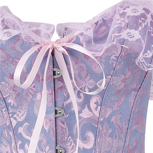 Corset mince à lacets floraux de fête gothique vintage pour mariage <span class=keywords><strong>Bustier</strong></span> Body Sculpting <span class=keywords><strong>Court</strong></span> Gorset Tops pour femmes - Product Image 4