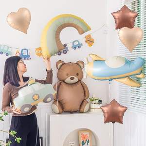 Nuovo palloncino in pellicola di alluminio orso opaco cartone animato aereo opaco auto della polizia per bambini <span class=keywords><strong>compleanno</strong></span> palloncino decorazione felice - Product Image 1
