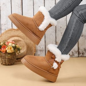 <span class=keywords><strong>Botas</strong></span> Cortas de Invierno para Mujer con Detalle de Lazo, Forro de Algodón Antideslizante, Suela Gruesa y Parte Superior de Cuero Genuino - Product Image 6
