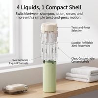 Flacon de voyage rechargeable 4-en-1 anti-fuite pour shampoing, lotion, démaquillant et flacons distributeurs étanches
