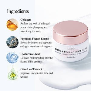 Creme Facial Triplo Colágeno 50ml, Hidratante Anti-Idade com Extrato de Folha de Oliveira para Refinar Poros e Aumentar o Brilho - Product Image 4
