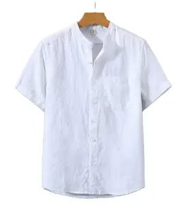 OEM/ODM 2023 Customized Men's Linen Plain Dyed Shirt With Short Sleeve/Long Sleeve