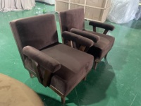 Fauteuil d'appoint en bois massif durable et écologique de style mi-siècle, avec revêtement en velours, pour café, bureau ou maison d'hôtes