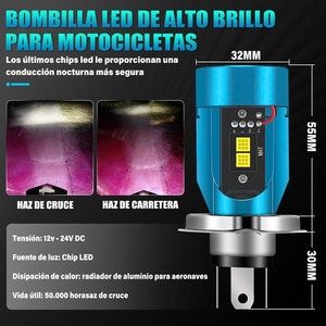 Bombilla LED de Ojos de ángulo azul H4, bombilla led <span class=keywords><strong>para</strong></span> motocicleta, repuestos <span class=keywords><strong>para</strong></span> motocicleta, accesorios <span class=keywords><strong>para</strong></span> motos, faros LED <span class=keywords><strong>para</strong></span> motocicleta - Product Image 5