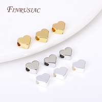 Perles de coeur plaquées or 18 carats 6x5MM perles de bracelet entretoise en métal accessoires de fabrication de bijoux à bricoler soi-même avec trou de 2.5MM