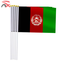 Pays personnalisé 14*21cm Polyester Afghanistan Petit drapeau national afghan agitant la main avec poteau en plastique