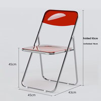 Chaise de salle à manger pliante moderne de haute qualité, design compact rouge, rangement facile pour la maison et l'hôtel