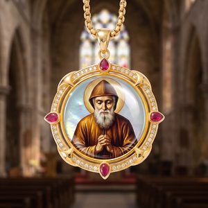 Ciondolo Miracoloso di San Charbel in Madreperla, Collana Amuleto Devozionale Cattolico, Articolo Religioso - Product Image 1