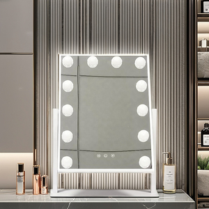 Nhỏ gọn một mặt 12 LED thắp sáng vuông kính lúp cá nhân Tính năng màn hình cảm ứng trang điểm gương trang điểm công cụ - Product Image 1