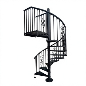 Escalier en spirale en fer avec rampe en fer forgé, design industriel, pour usage intérieur, bar à domicile, fixation par boulons, durable - Product Image 1