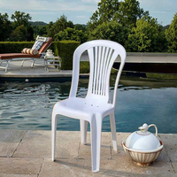 Chaise de jardin moderne blanche légère, confortable et empilable, en PP imperméable, idéale pour la cour, l'hôtel et le parc