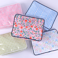 Tas Kosmetik Motif Bunga Berkapasitas Besar, Bahan Vinol PVC Anti Air, Portabel, untuk Perjalanan dan Organizer