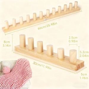 Modern Simple Style Wooden Handmade DIY Knitting Tools with Solid Wood Short Rod for Weaving Wool Blankets - Product Image 1