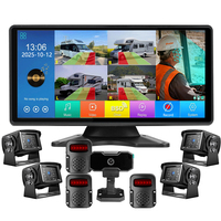 Monitor de Asistencia de Reversa Impermeable con Pantalla Táctil de 10.36 Pulgadas, DVR de 5 Canales con Grabación en Bucle, DMS, Detector de Fatiga, Alerta de Seguridad para Peatones