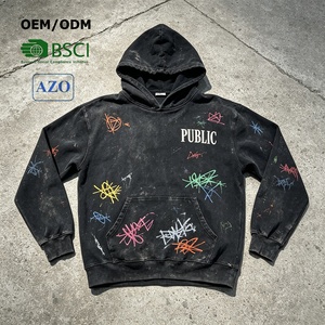 Sudadera con Capucha de Moda Vintage Personalizada de Alta Calidad 2026, Estampado Serigrafiado, Efecto Desgastado, Graffiti, Sudadera con Capucha para Hombre - Product Image 1