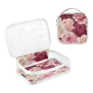Hawaii Custom Puakenikeni LeiVintagePink Red Rose Women's 2-piece Transparent <b>Makeup</b> <b>Storage</b> Bag Travel Toiletry Bag - Product Image 3
