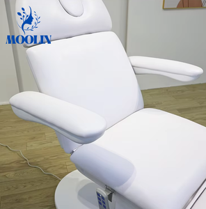 Lit de <span class=keywords><strong>massage</strong></span> électrique de luxe blanc en métal à 3 moteurs hydrauliques avec éclairage pour salon de beauté, hôtel et salle de sport - Product Image 2