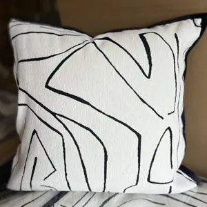 Morden Design Cushion Covers Luxury Striped Black White Throw Pillow Cases For Couch Sofa Car Hotel Outdoor Living Room