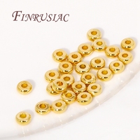 Perles d'espacement plates plaquées or 18 carats 4/5MM séparateurs métalliques lisses fournitures pour bijoux à bricoler soi-même bracelets/raccords de collier