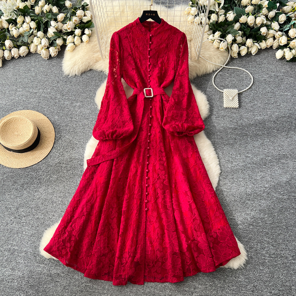 Elegant Red Lace A-Line Dress With Flared Sleeves Long Slim Fit V-Neck Office Formal Luxury Dress For Women| Alibaba.com Elegant Red Lace A-Line Dress With Flared Sleeves Long Slim Fit V-Neck Office Formal Luxury Dress For Women| Alibaba.com