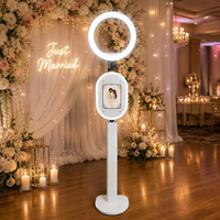 Photomaton portable ovale pour iPad et appareil photo reflex numérique avec éclairage RVB, rotation à 180 degrés, machine à photomaton pour les mariages, les fêtes et les événements