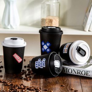 Custom logo 8/12/16/22Oz Biodegradable Black Bdouble Wall Paper <b>Cup</b> with Lids Juice Coffee Paper <b>Cup</b> - Product Image 4