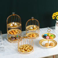 Nouveauté 2026 : Présentoir en céramique en forme de cage à oiseaux pour gâteaux et snacks de thé de l'après-midi
