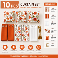 Prêt à expédier : Ensemble de 10 rideaux avec housses de coussin, voilages imprimés et unis à œillets – Décoration complète pour salon et chambre à coucher