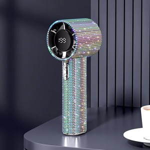 Mini Ventilador de Mano con Diamantes, Recargable por USB, Portátil, con Pantalla Digital, para Viajes, Oficina y Exteriores - Product Image 5