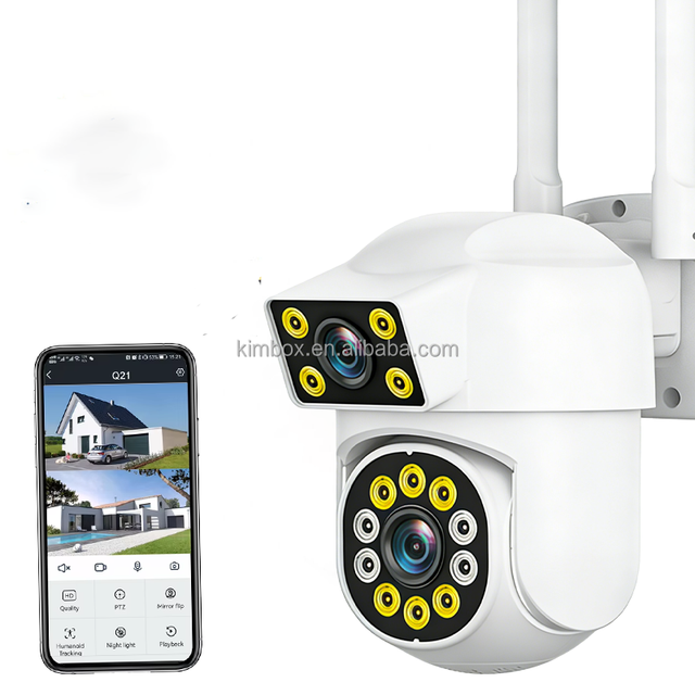 New 390eyes Dual Lens Dual Screen CCTV Outdoor Ptz Camera AI Motion Tracking CCTV Smart Home Security Camera with Two-Way Audio