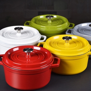 Nồi gang tráng men <span class=keywords><strong>mini</strong></span> nhiều màu, hai quai, chống dính, dùng được trên bếp gas và bếp từ, đa năng, dùng nấu súp gia đình - Product Image 1