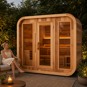 HG Wholesale 4-6 Person Outdoor Cube Canadian Hemlock <b>Red</b> Cedar Wooden Room Manufacturer - Product Image 2