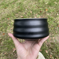 Service à thé japonais Matcha bol Chawan en céramique, ensemble d'accessoires vert puissance porcelaine noir bol Matcha fait à la main